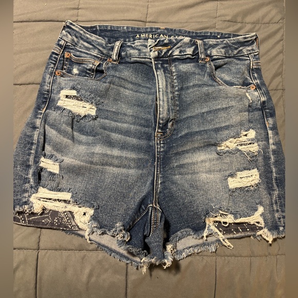 American Eagle Outfitters Pants - AMERICAN EAGLE Curvy Hi-Rise Denim Next Level Stretch Women’s Distressed Shorts